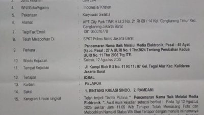 Puguh Kribo Gitaris Rekor Muri Melapor ke Polres Jakarta Barat Terkait ITE Karena Telah Dicemarkan Namanya oleh Seorang Yang Mengaku Gus