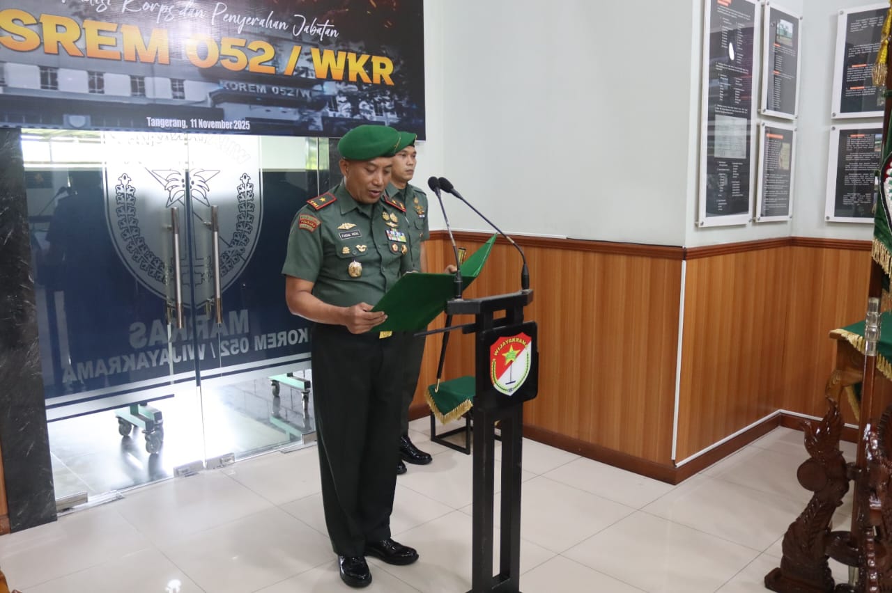 Danrem 052/Wijayakrama Pimpin Acara Penyerahan Jabatan Kasrem 052/Wkr