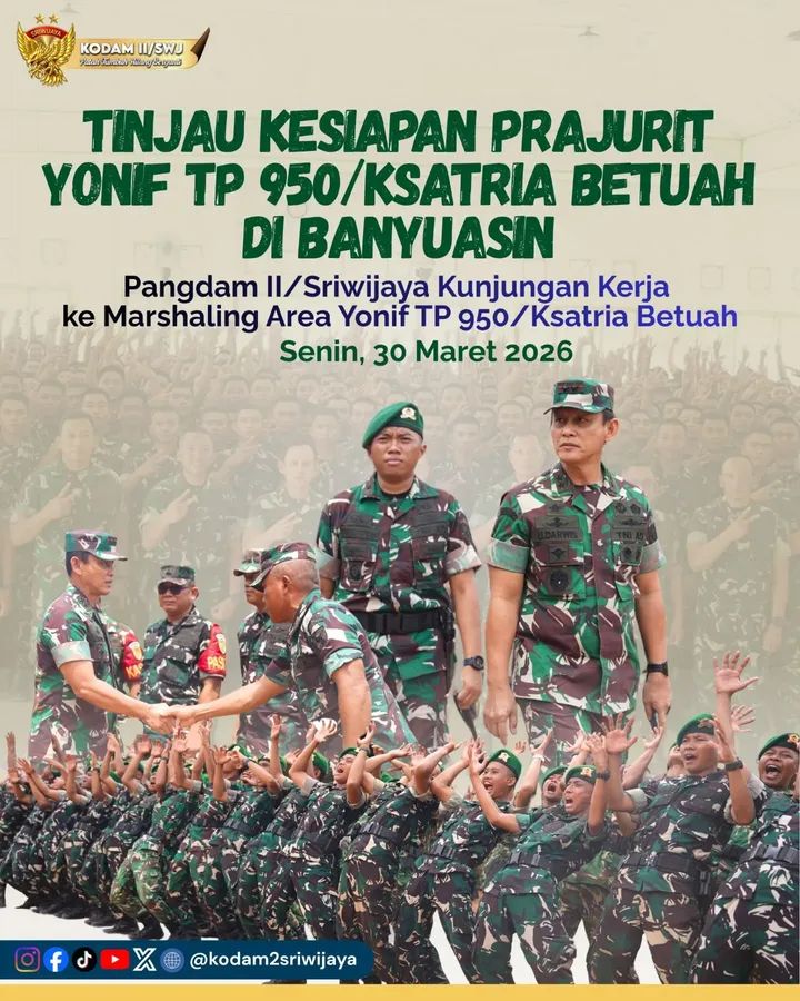 Pangdam II/Sriwijaya Tinjau Kesiapan Prajurit Yonif TP 950/Ksatria Betuah Di Banyuasi