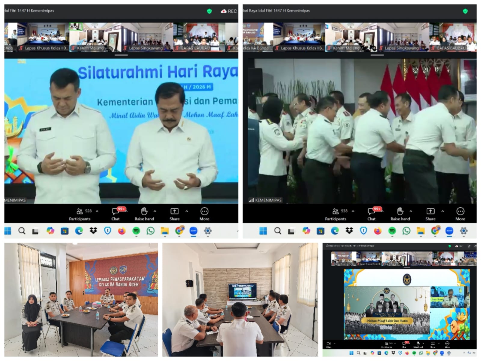 Pererat Silaturahmi dan Kebersamaan, Lapas Kelas IIA Banda Aceh Ikuti Kegiatan Halalbihalal Kementerian Imigrasi dan Pemasyarakatan secara Virtual