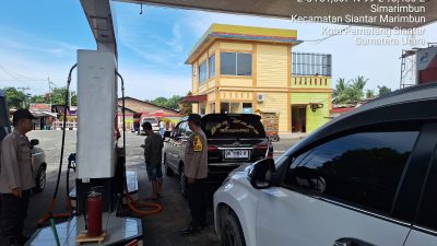 Bhabinkamtibmas Polsek Siantar Marihat Monitoring Penyaluran BBM di SPBU