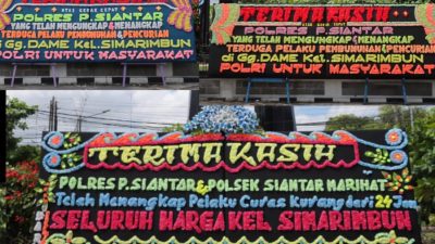 Berhasil Ungkap Kasus Pencurian dengan kekerasan, Polres Pematangsiantar Dibanjiri Papan Bunga Ucapan Selamat