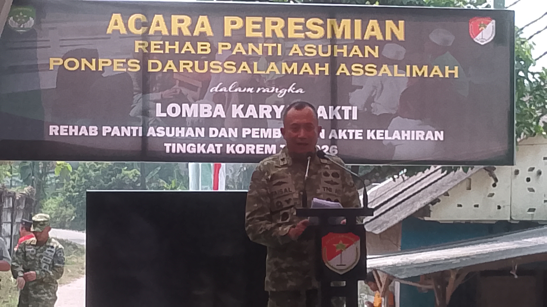 Danrem 052/Wkr Meresmikan Panti Asuhan dan Pondok Pesantren Darussalamah Assalimah Di Kecamatan Legok‎